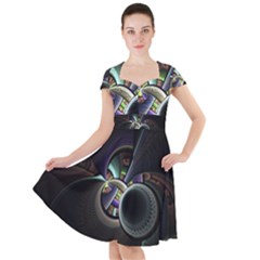 Fractal Fractal Art Multi Color Cap Sleeve Midi Dress by Pakrebo