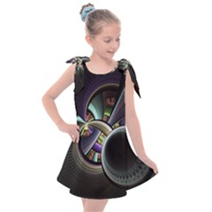 Fractal Fractal Art Multi Color Kids  Tie Up Tunic Dress by Pakrebo