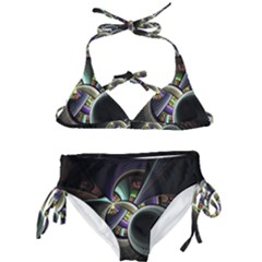 Fractal Fractal Art Multi Color Kids  Classic Bikini Set by Pakrebo