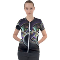 Fractal Fractal Art Multi Color Short Sleeve Zip Up Jacket