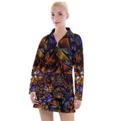 Fractal Spiral Flowers Pattern Women s Long Sleeve Casual Dress