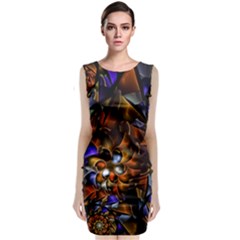 Fractal Spiral Flowers Pattern Sleeveless Velvet Midi Dress by Pakrebo