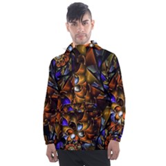 Fractal Spiral Flowers Pattern Men s Front Pocket Pullover Windbreaker