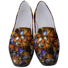 Fractal Spiral Flowers Pattern Women s Classic Loafer Heels by Pakrebo