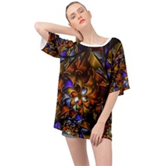 Fractal Spiral Flowers Pattern Oversized Chiffon Top