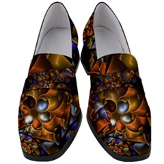 Fractal Spiral Flowers Pattern Women s Chunky Heel Loafers by Pakrebo