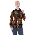 Fractal Spiral Flowers Pattern Women s Long Sleeve Pocket Shirt View1