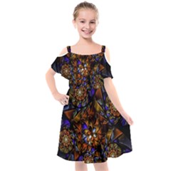 Fractal Spiral Flowers Pattern Kids  Cut Out Shoulders Chiffon Dress by Pakrebo