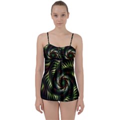 Fractal Christmas Colors Christmas Babydoll Tankini Set