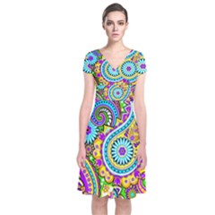 Paisley 5 Short Sleeve Front Wrap Dress