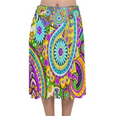 Paisley 5 Velvet Flared Midi Skirt by impacteesstreetwearfive