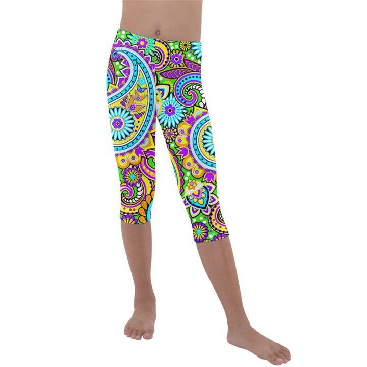 Paisley 5 Kids  Lightweight Velour Capri Leggings 