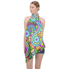 Paisley 5 Halter Asymmetric Satin Top by impacteesstreetwearfive