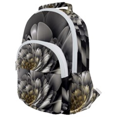 Fractal Silver Flower Bloom Floral Rounded Multi Pocket Backpack