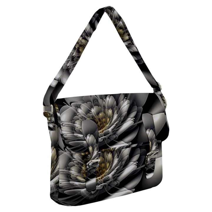 Fractal Silver Flower Bloom Floral Buckle Messenger Bag