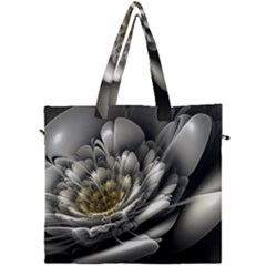 Fractal Silver Flower Bloom Floral Canvas Travel Bag by Pakrebo