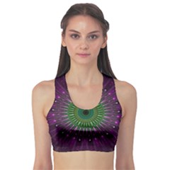 Purple Mandala Fractal Glass Sports Bra by Pakrebo