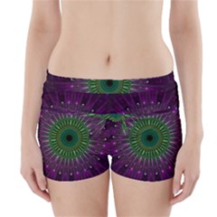 Purple Mandala Fractal Glass Boyleg Bikini Wrap Bottoms by Pakrebo