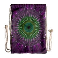 Purple Mandala Fractal Glass Drawstring Bag (large) by Pakrebo