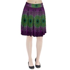 Purple Mandala Fractal Glass Pleated Skirt by Pakrebo