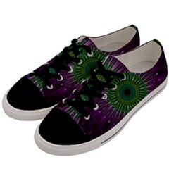 Purple Mandala Fractal Glass Men s Low Top Canvas Sneakers by Pakrebo