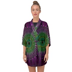 Purple Mandala Fractal Glass Half Sleeve Chiffon Kimono by Pakrebo