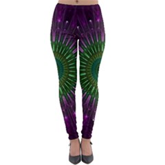 Purple Mandala Fractal Glass Lightweight Velour Leggings by Pakrebo