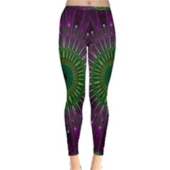 Purple Mandala Fractal Glass Inside Out Leggings by Pakrebo