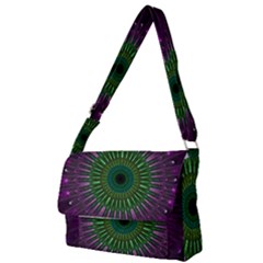 Purple Mandala Fractal Glass Full Print Messenger Bag by Pakrebo