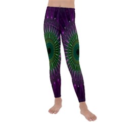 Purple Mandala Fractal Glass Kids  Lightweight Velour Leggings by Pakrebo