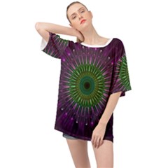 Purple Mandala Fractal Glass Oversized Chiffon Top