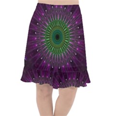 Purple Mandala Fractal Glass Fishtail Chiffon Skirt