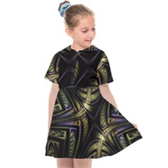 Fractal Braids Texture Pattern Kids  Sailor Dress by Pakrebo