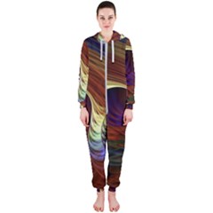 Fractal Colorful Rainbow Flowing Hooded Jumpsuit (ladies)  by Pakrebo