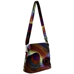 Fractal Colorful Rainbow Flowing Zipper Messenger Bag