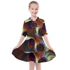 Fractal Colorful Rainbow Flowing Kids  All Frills Chiffon Dress