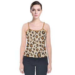 Simple Leopard Animal Print Velvet Spaghetti Strap Top by NaturalDesign