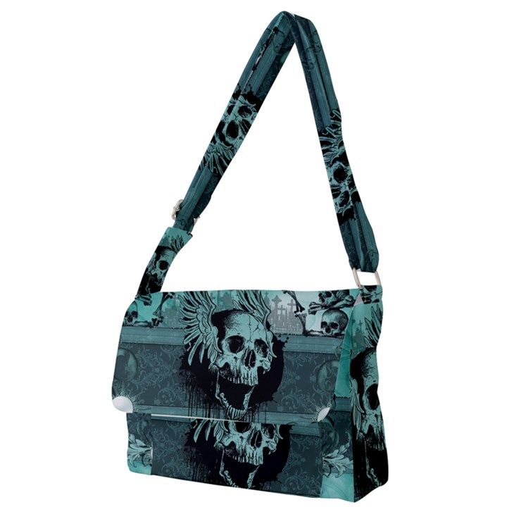 Awesome Skull With Wings Full Print Messenger Bag