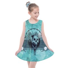 Awesome Skull With Wings Kids  Summer Dress by FantasyWorld7