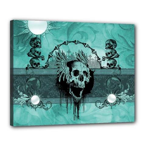 Awesome Skull With Wings Canvas 20  X 16  (stretched) by FantasyWorld7