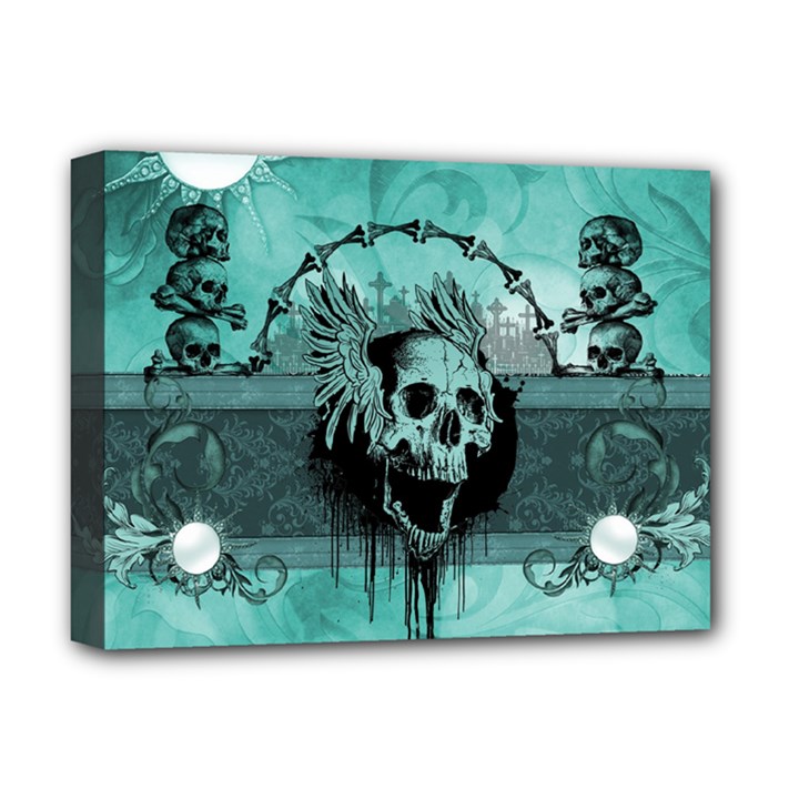 Awesome Skull With Wings Deluxe Canvas 16  x 12  (Stretched) 