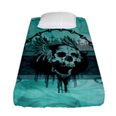 Awesome Skull With Wings Fitted Sheet (single Size) by FantasyWorld7