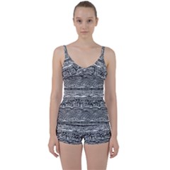 Scribbles Tie Front Two Piece Tankini by WensdaiAmbrose