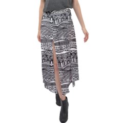 Scribbles Velour Split Maxi Skirt by WensdaiAmbrose