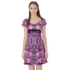 World Wide Blooming Flowers In Colors Beautiful Short Sleeve Skater Dress by pepitasart