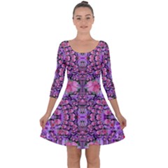 World Wide Blooming Flowers In Colors Beautiful Quarter Sleeve Skater Dress by pepitasart