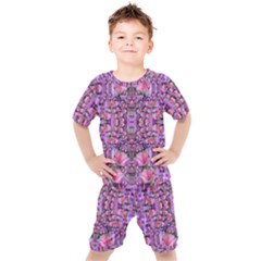 World Wide Blooming Flowers In Colors Beautiful Kids  Tee And Shorts Set by pepitasart