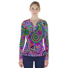 Paisley 6 V-neck Long Sleeve Top by impacteesstreetwearfive