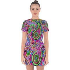 Paisley 6 Drop Hem Mini Chiffon Dress by impacteesstreetwearfive