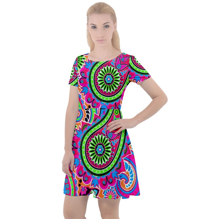 Paisley 6 Cap Sleeve Velour Dress 